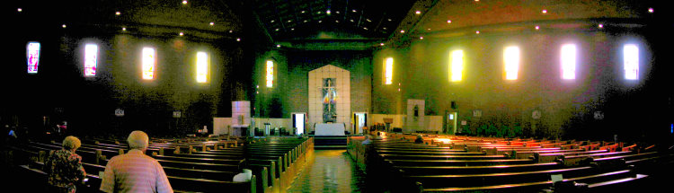 Stained-glass windows by Claude Bettinger, St. Thomas More Catholic Church, overview