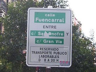 Signage for reserved bus lane