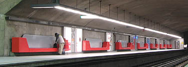 Benches in the platform built in tunnel