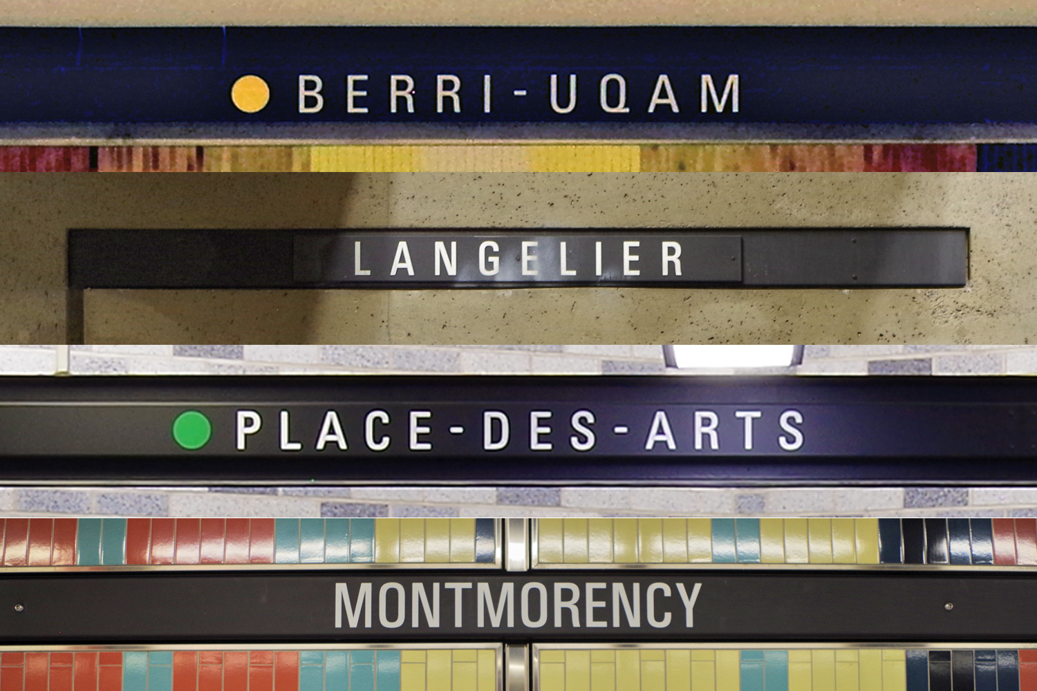 Image of metro station nameplates, pointing to the Station Names article