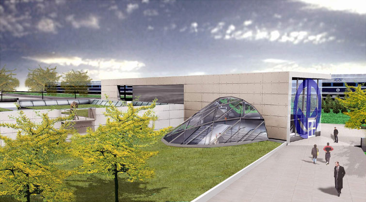 Rendu architectural de la station.