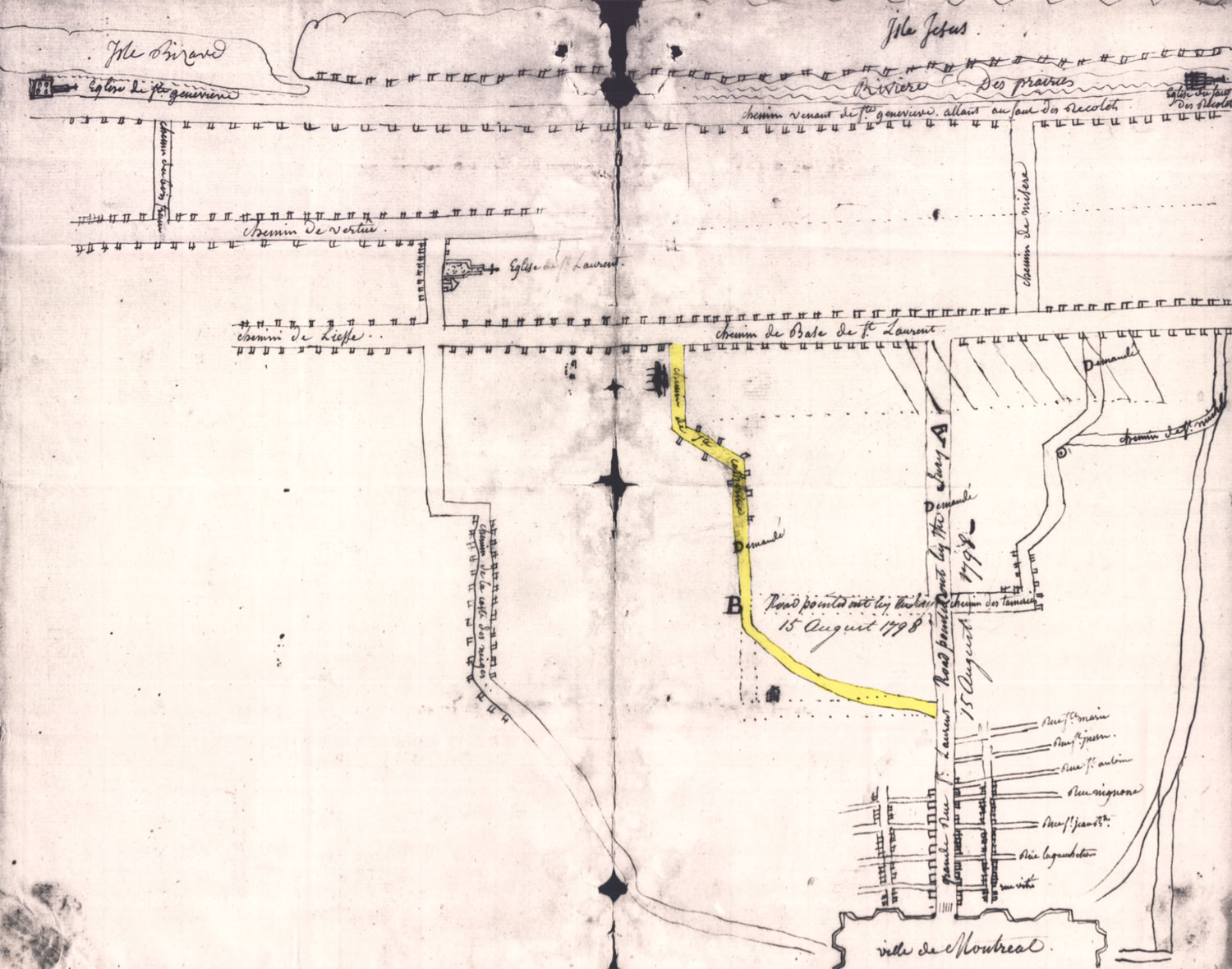 1798 map showing 'Chemin de Ste Catherine'
