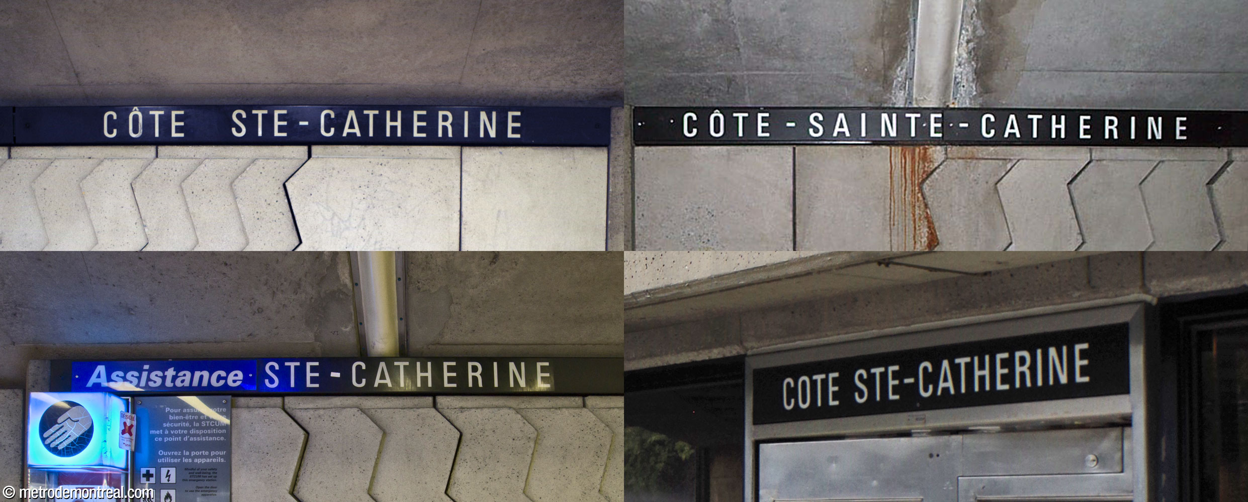 The different spellings on the station's nameplates