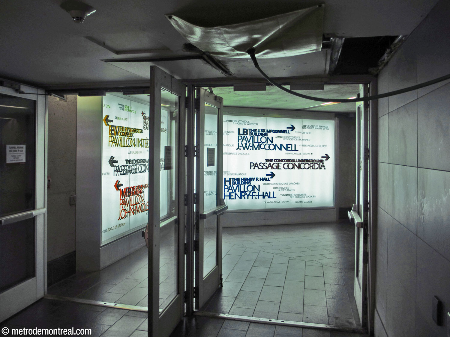 L'entrée de l'accès souterrain vers les pavillons Hall et McConnell de l'Université Concordia.