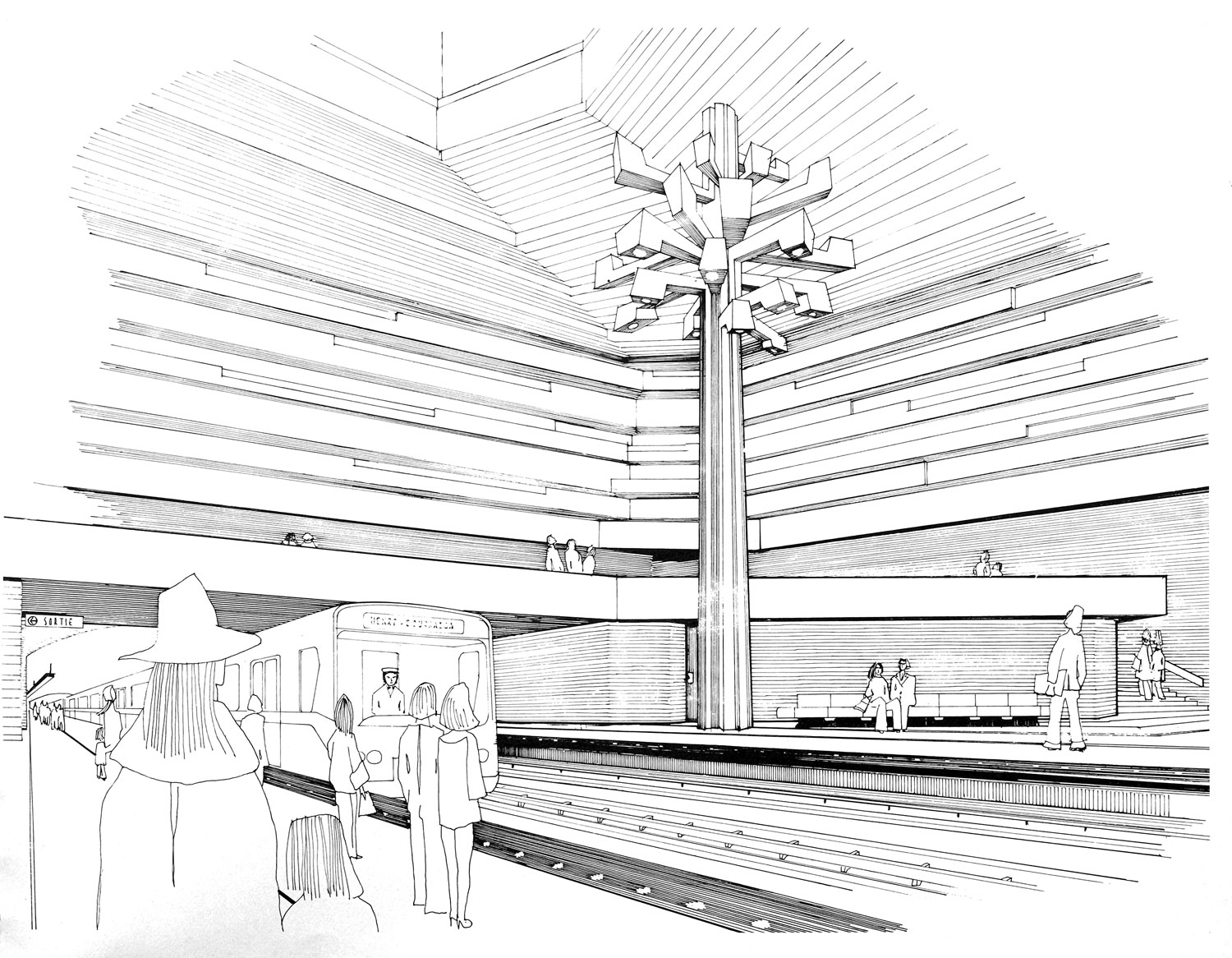 Architectural sketch of the main volume