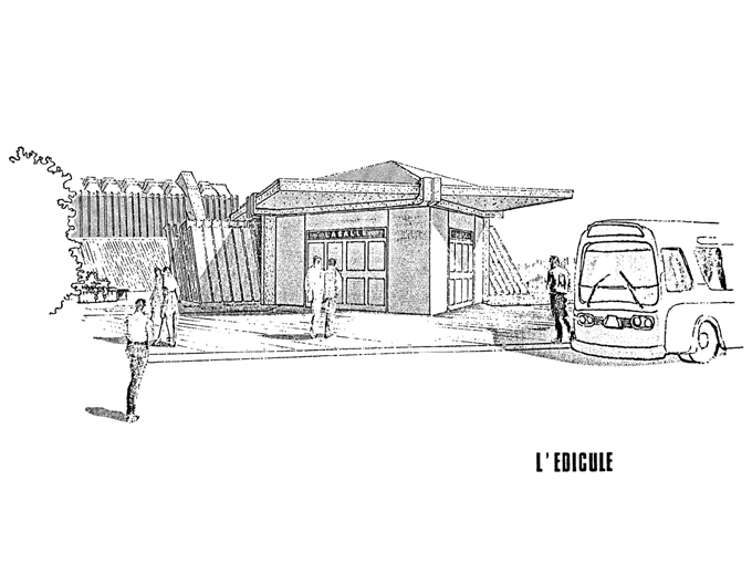 Esquisse architecturale montrant une ancienne conception de l’édicule