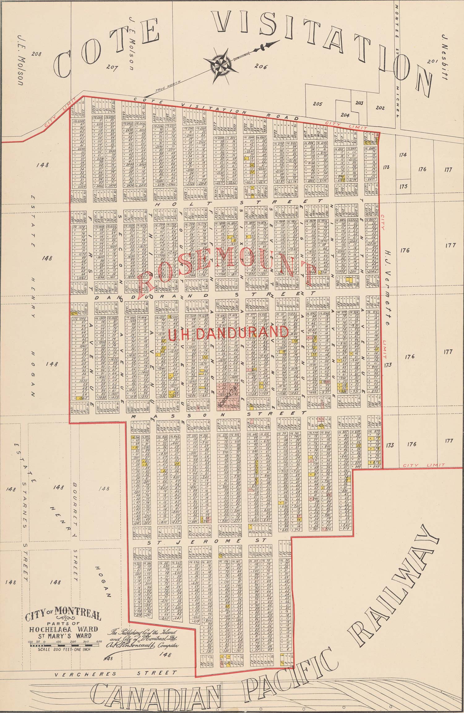 Plan du village de Rosemount ou Rosemont, 1907 Plan du village de Rosemount ou Rosemont, 1907